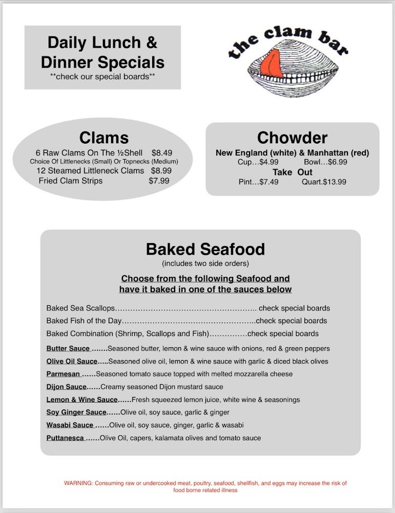Smitty's Clam Bar - Menu Scan 1
